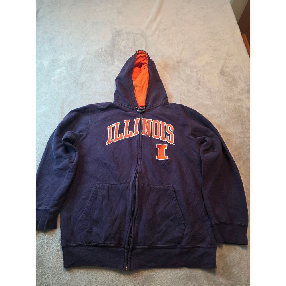 Genuine Stuff University of Illinois Sweatshirt Mens M Navy Blue Full Zip